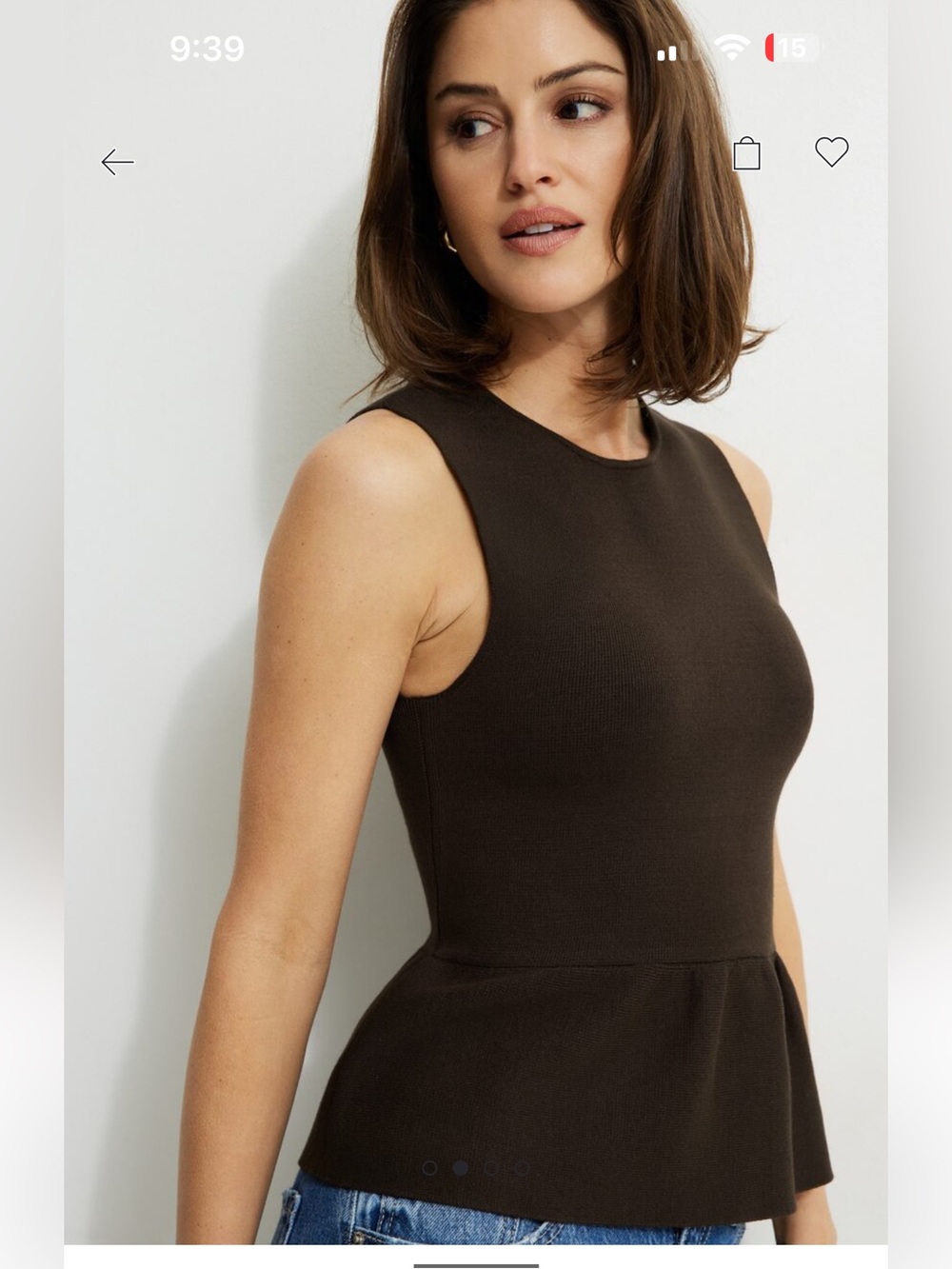 Dynamite Sleeveless Peplum Top — Dark Brown - Picture 2 of 2